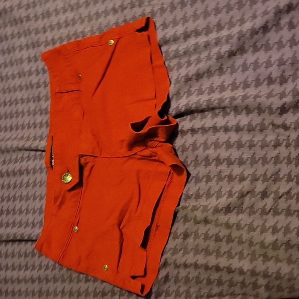 Juniors Shorty Shorts. Bright Red